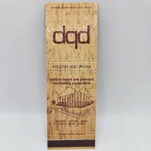 Vintage Matchbook DQD Particle Board Plywood Elkhart Indiana Leola Penna.
